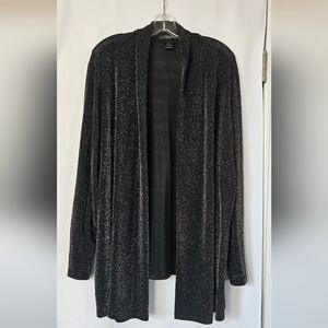 T & Company Womens Black And Silver Sparkle Open Front‎ Cardigan Size 3x